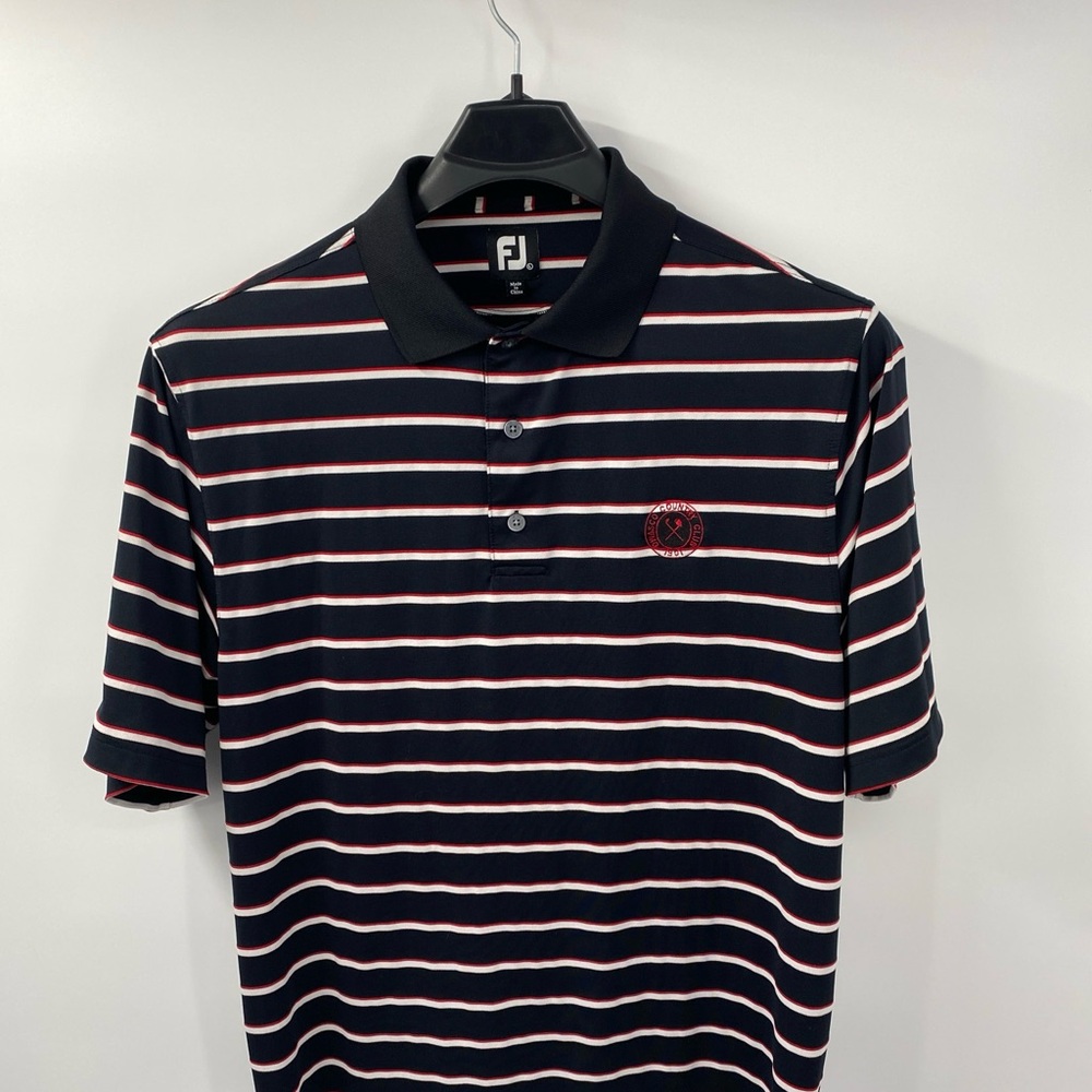 FootJoy Men's Polo Black With Red & White Stripes. Size Large Very nice! - Picture 4 of 7